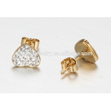 Elegante diamante de imitación de diamantes en forma de corazón de acero inoxidable Stud Earrings ZZE010